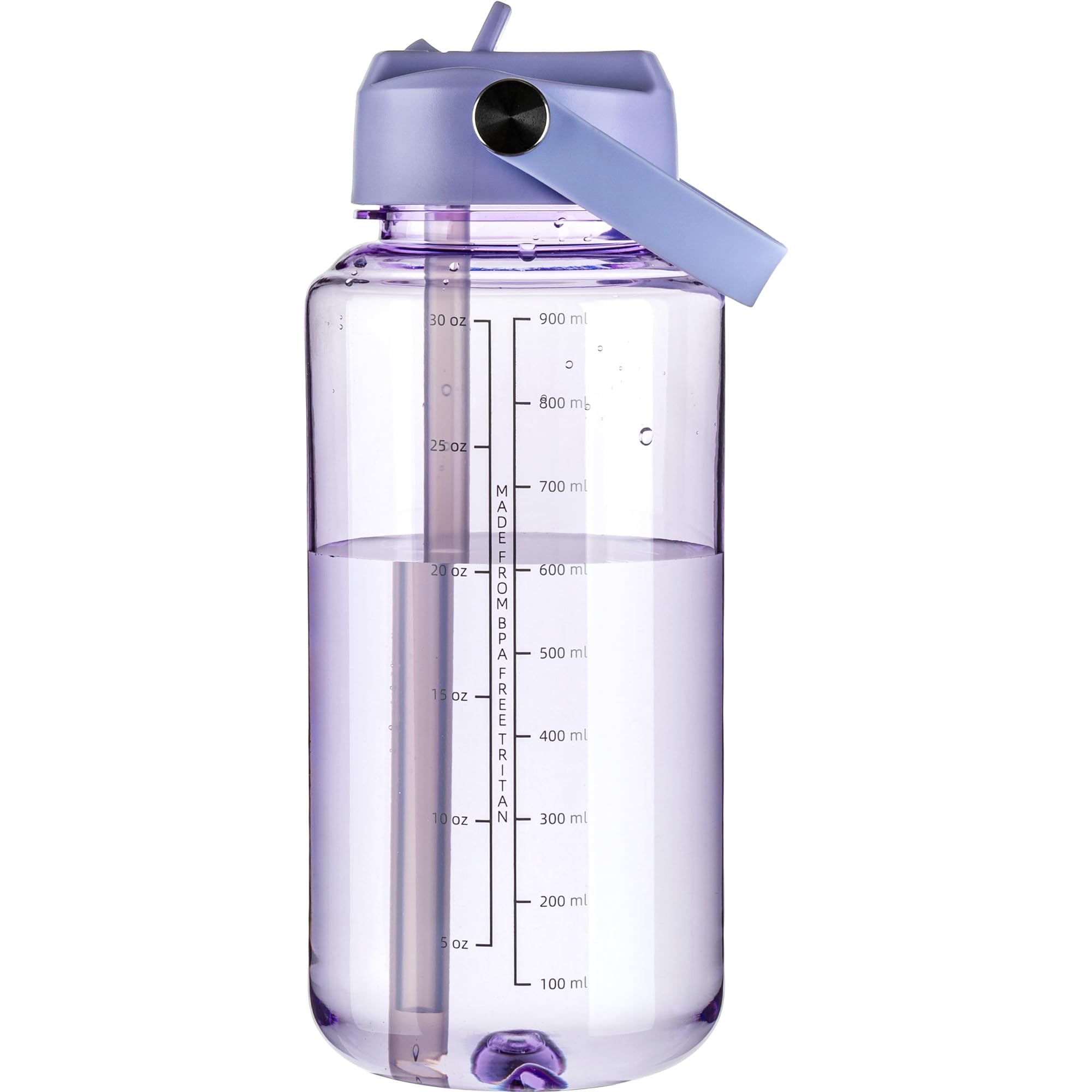 OLDLEY 32 oz Clear Water Bottle with Straw,Tritan BPA-Free, Wide Mouth, Leak Proof - for Gym, Travel, Home, School, Office (Clear)