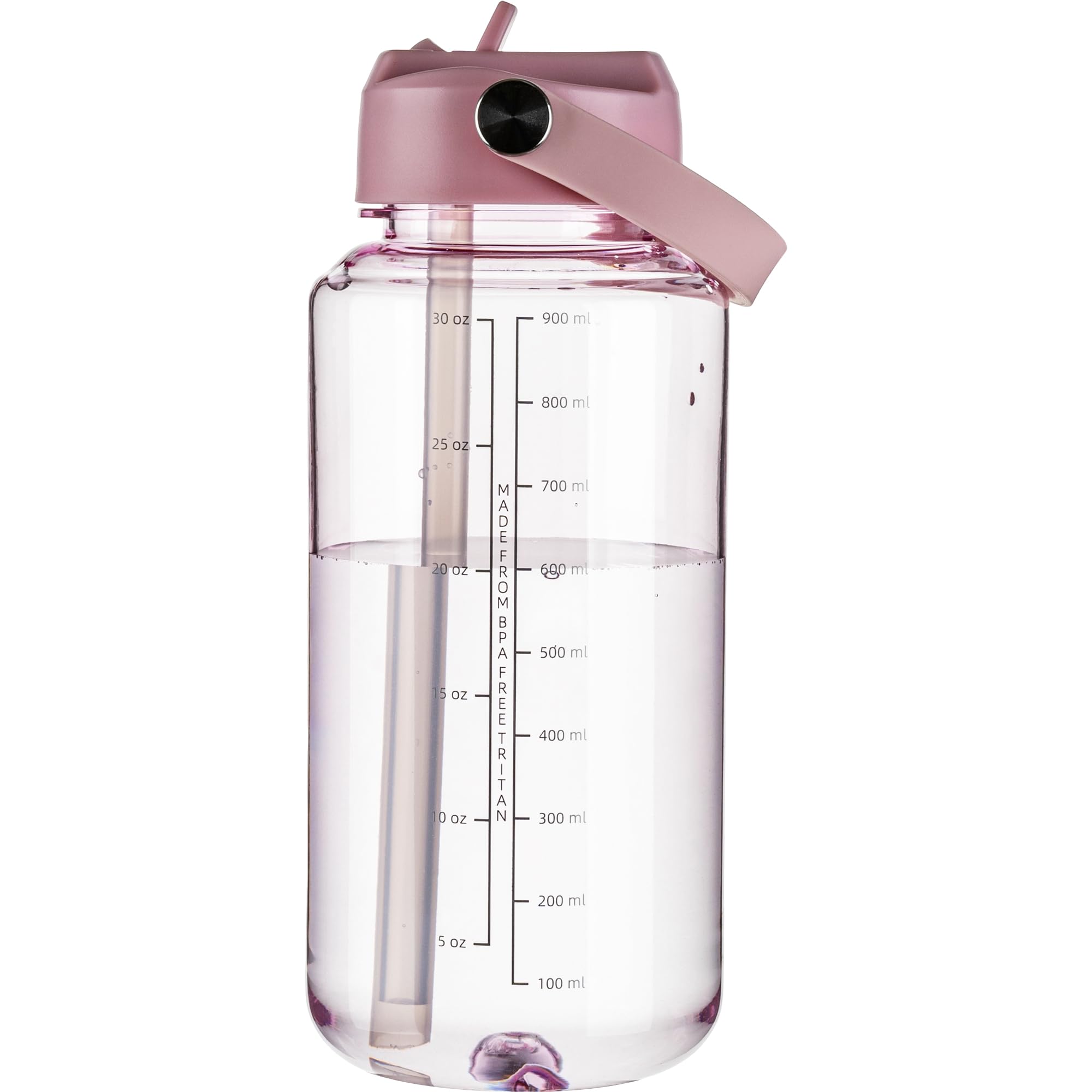 OLDLEY 32 oz Clear Water Bottle with Straw,Tritan BPA-Free, Wide Mouth, Leak Proof - for Gym, Travel, Home, School, Office (Clear)