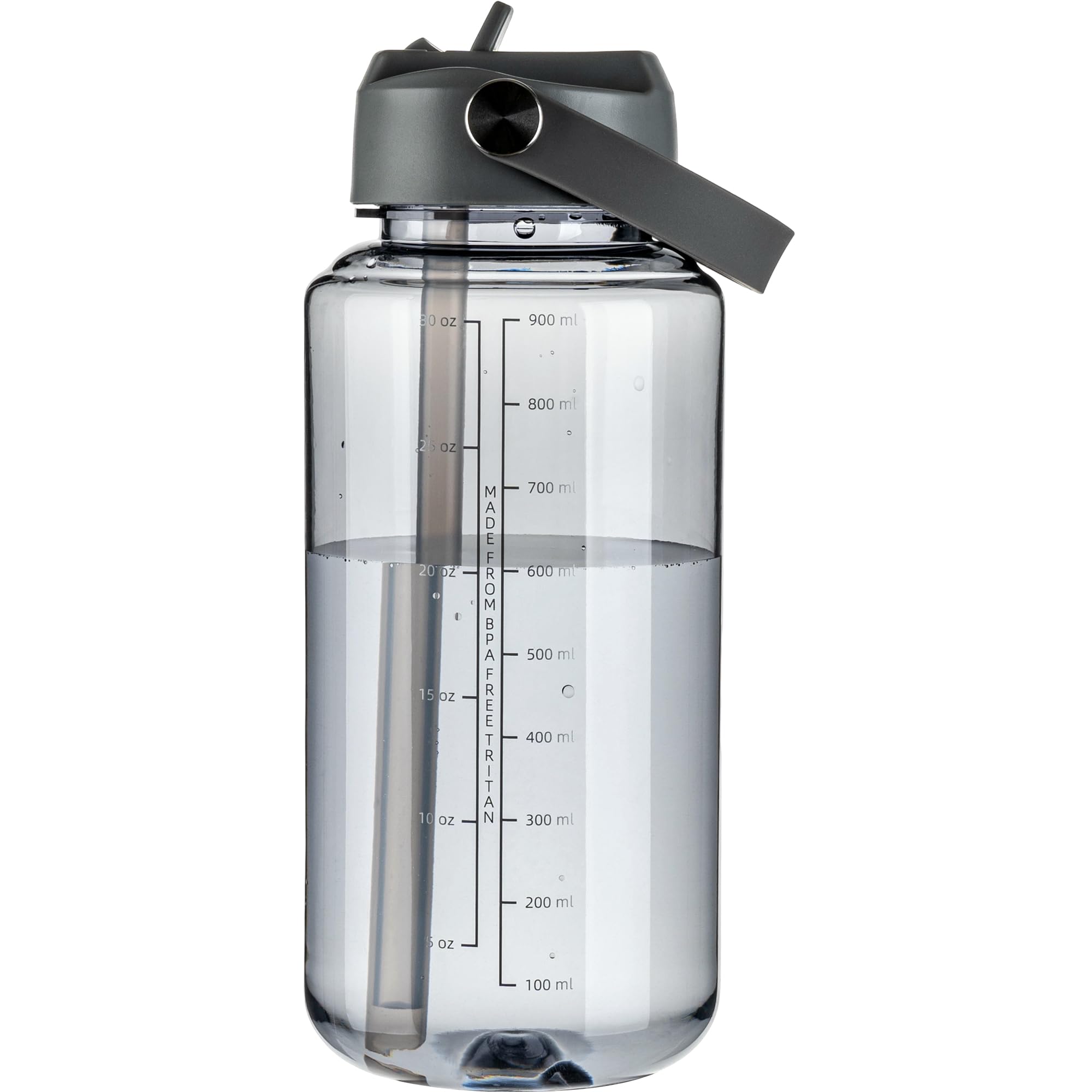 OLDLEY 32 oz Clear Water Bottle with Straw,Tritan BPA-Free, Wide Mouth, Leak Proof - for Gym, Travel, Home, School, Office (Clear)