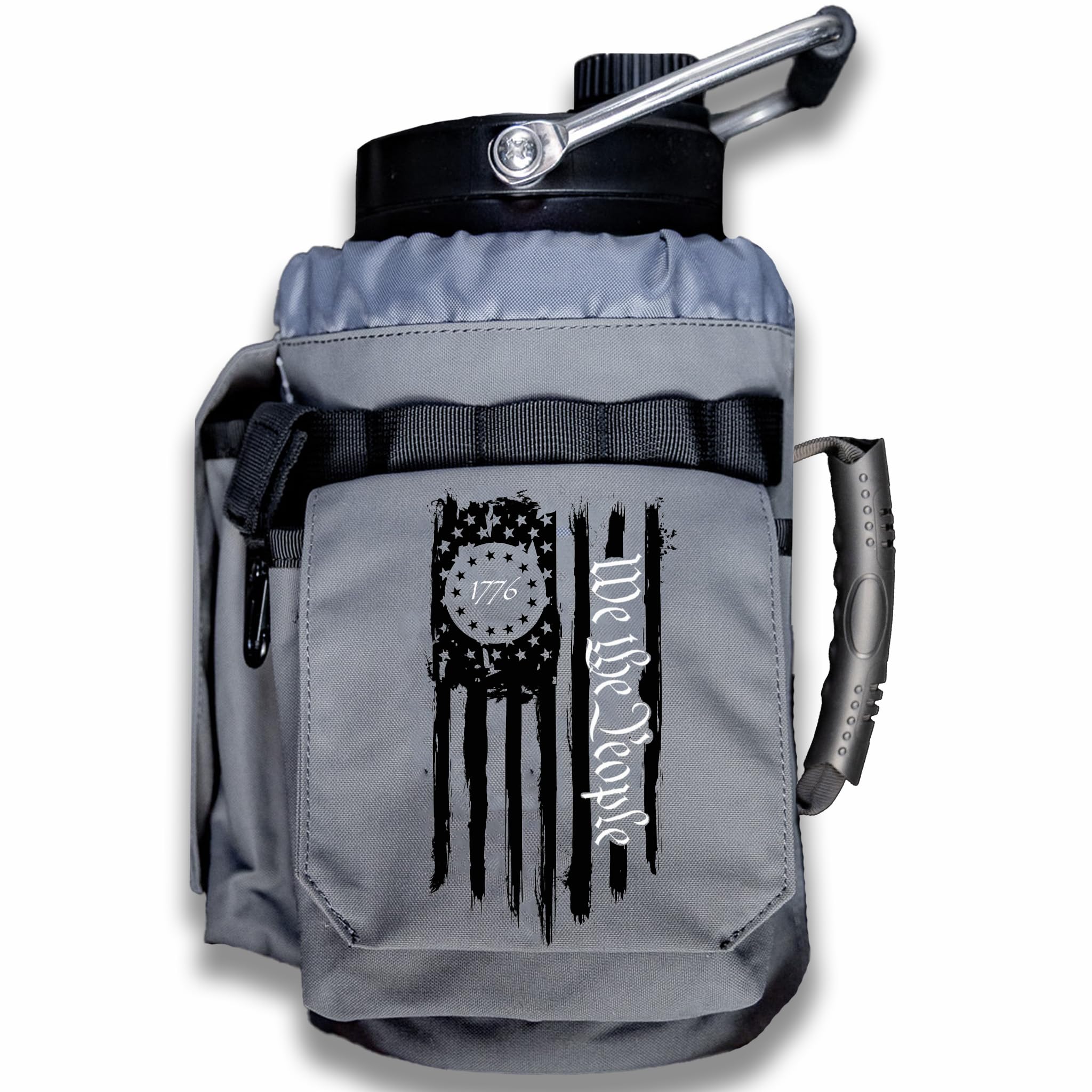 Iron Infidel Battle Bottle - One Gallon Insulated Water Bottle with Dual Carry Handles - 128 oz Tactical Stainless Steel Water Jug & Rugged Extra Large Sleeve With Storage (Betsy 128 Ounces)